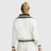 Blusa Pitcher de cuello alto con cremallera completa, C Logo