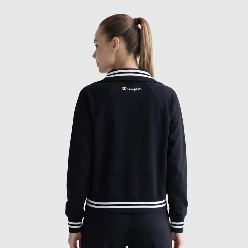 Blusa Pitcher de cuello alto con cremallera completa, C Logo
