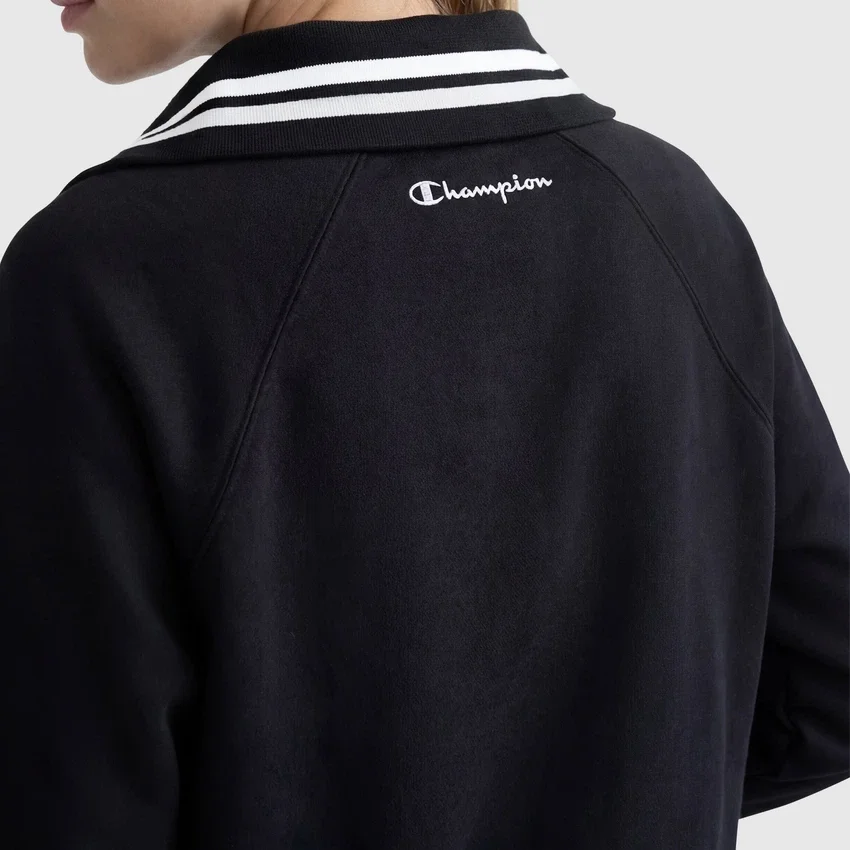 Blusa Pitcher de cuello alto con cremallera completa, C Logo