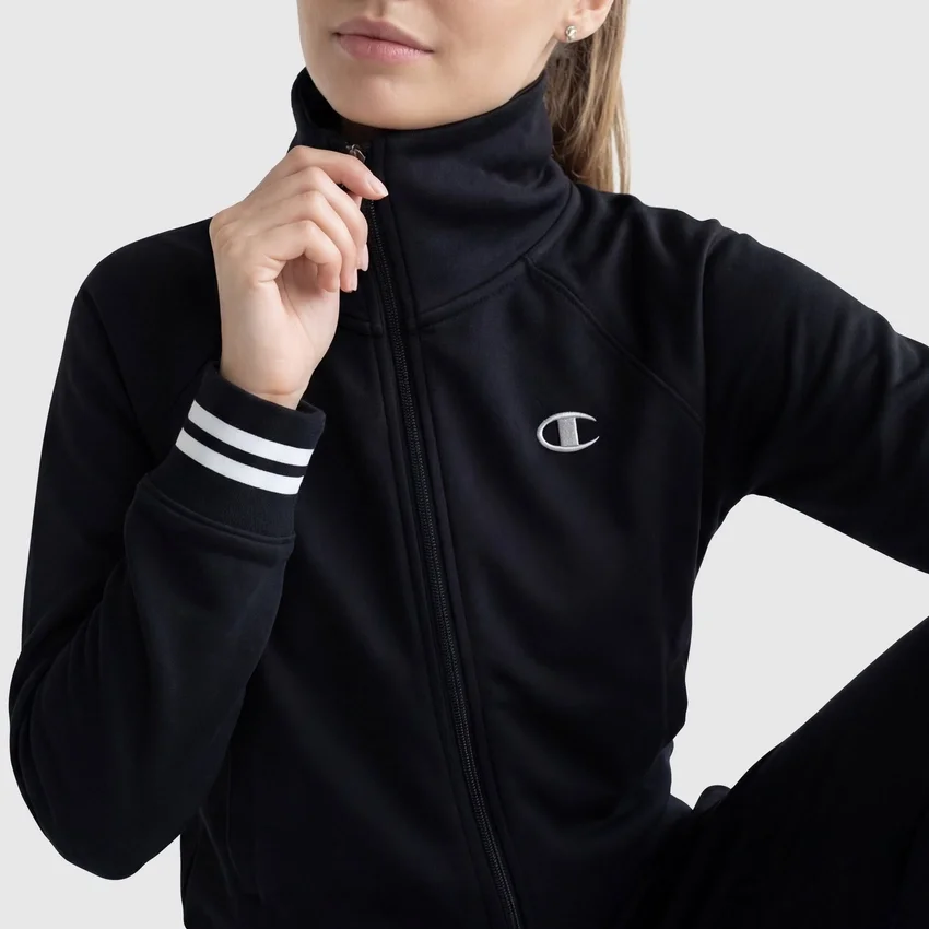 Blusa Pitcher de cuello alto con cremallera completa, C Logo