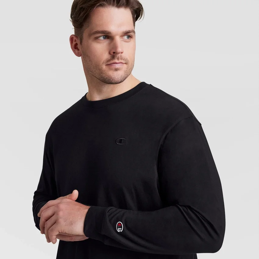 Camiseña clásica de manga larga, con C Logo bordado - Tallas grandes y altas