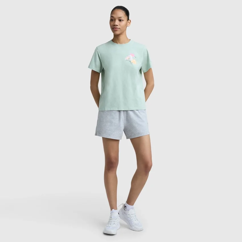 Camiseña con gráfico «C» en malla floral, C Logo