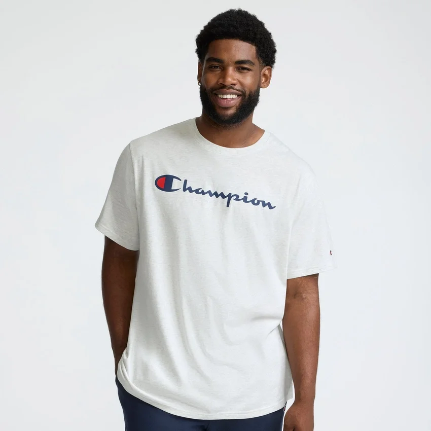 Camiseta clásica con diseño gráfico, Script Logo - Tallas grandes y altas