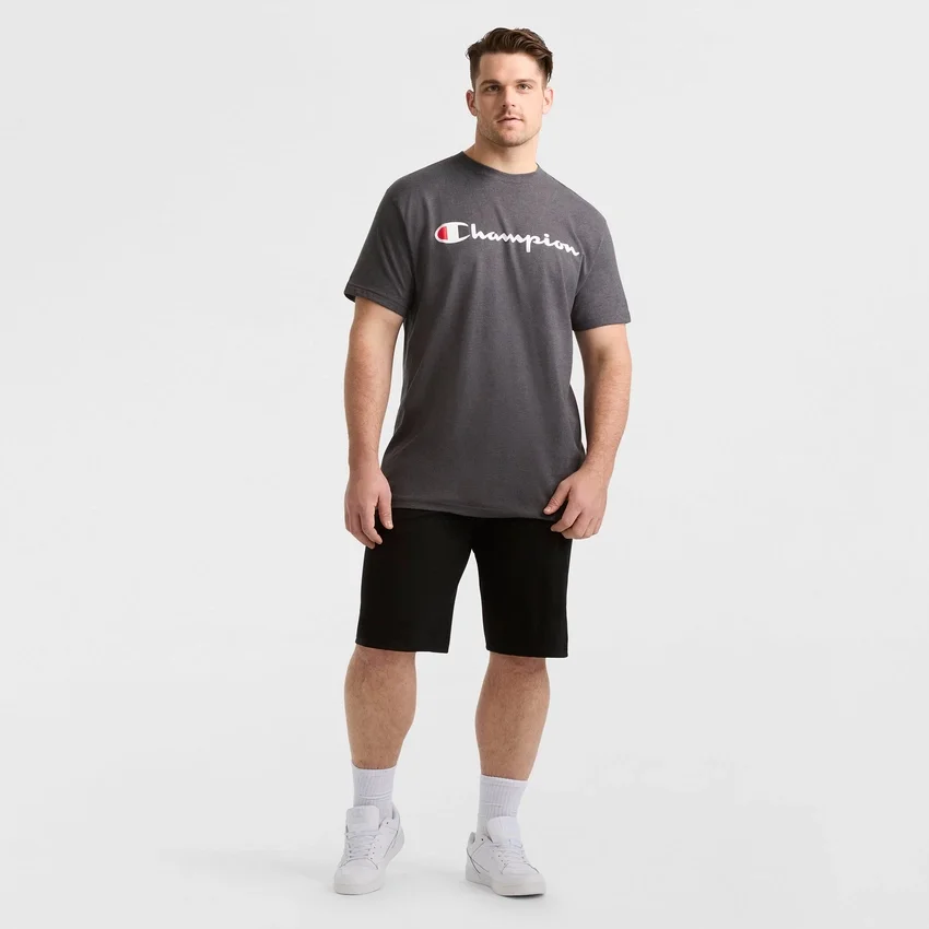 Camiseta clásica con diseño gráfico, Script Logo - Tallas grandes y altas