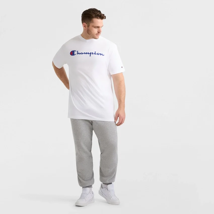 Camiseta clásica con diseño gráfico, Script Logo - Tallas grandes y altas