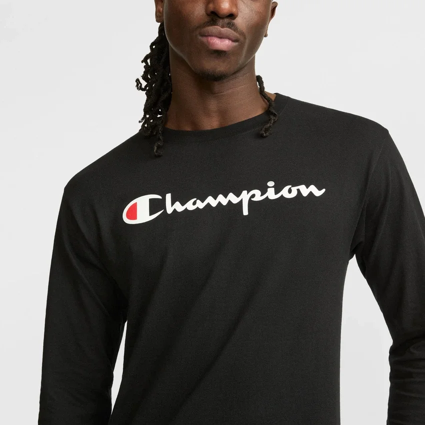 Camiseta clásica de manga larga con gráfico, Script Logo