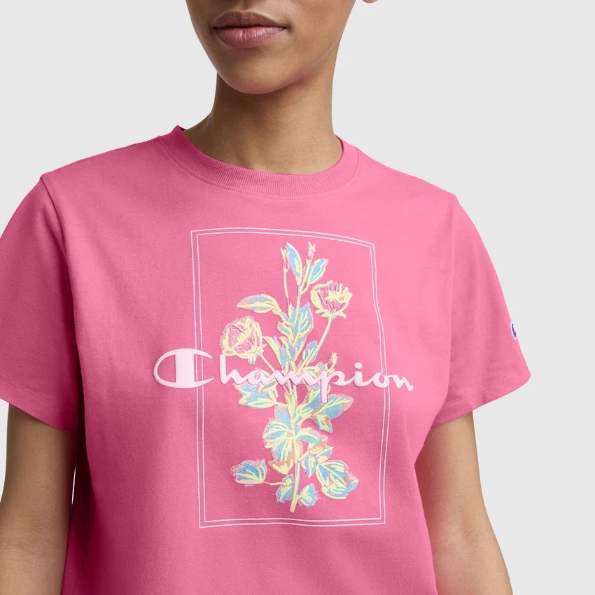 Camiseta con diseño gráfico de ramo pintado, C Logo