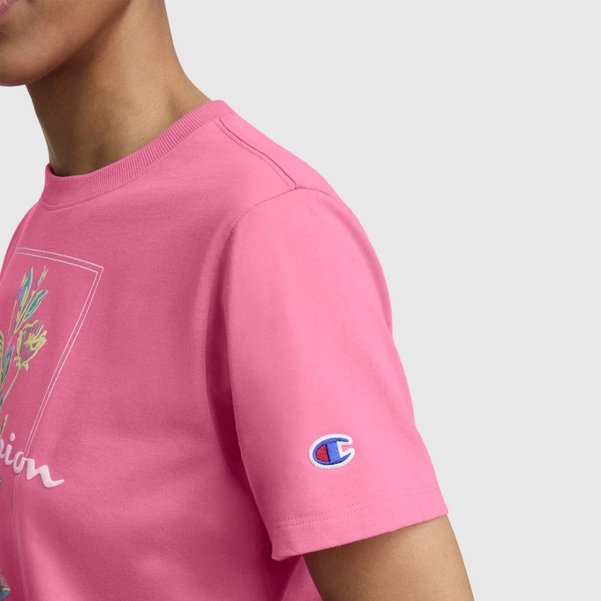 Camiseta con diseño gráfico de ramo pintado, C Logo
