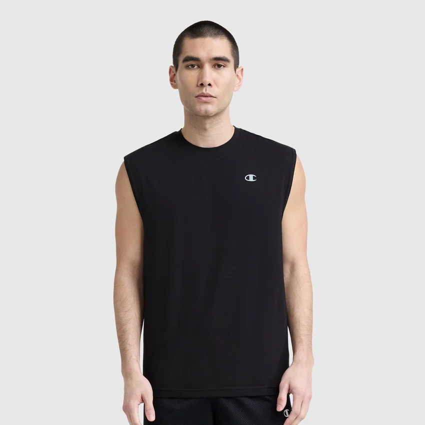 Camiseta deportiva de cuello redondo y corte atlético, con Script Logo