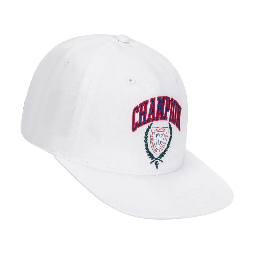 Gorra ajustable de visera plana con escudo de laurel