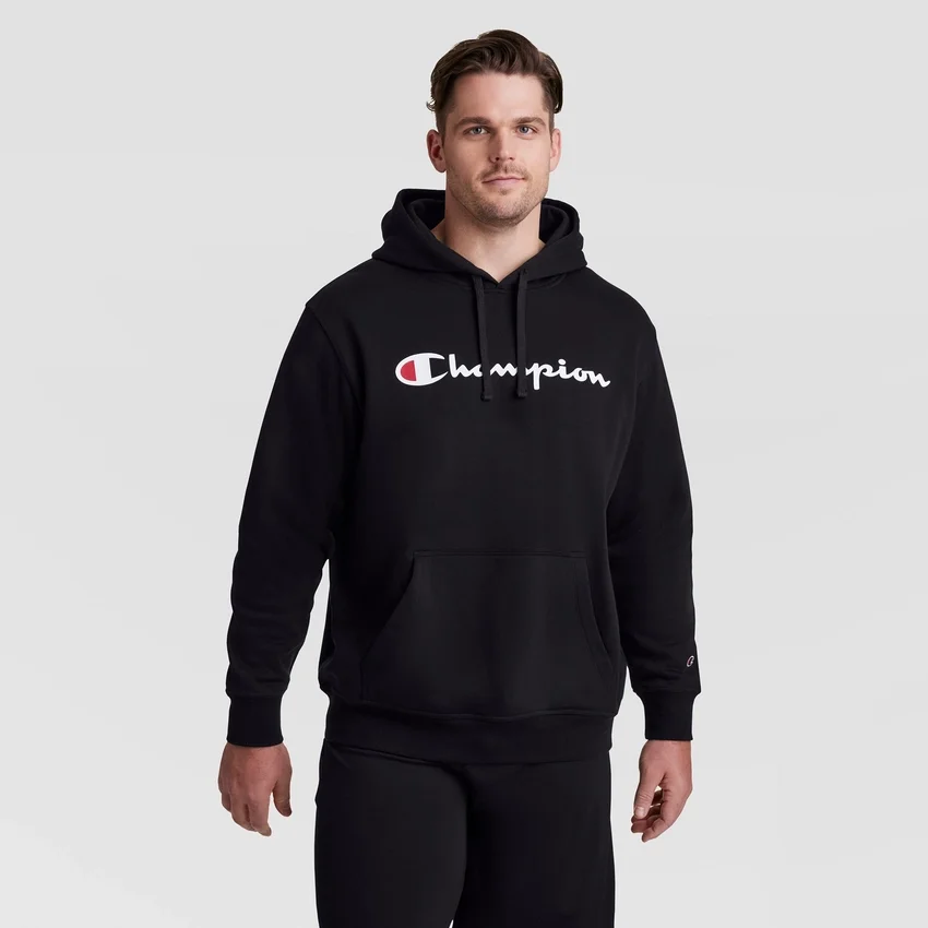 Sudadera con capucha Powerblend, Script Logo completo en letras — Tallas grandes y altas
