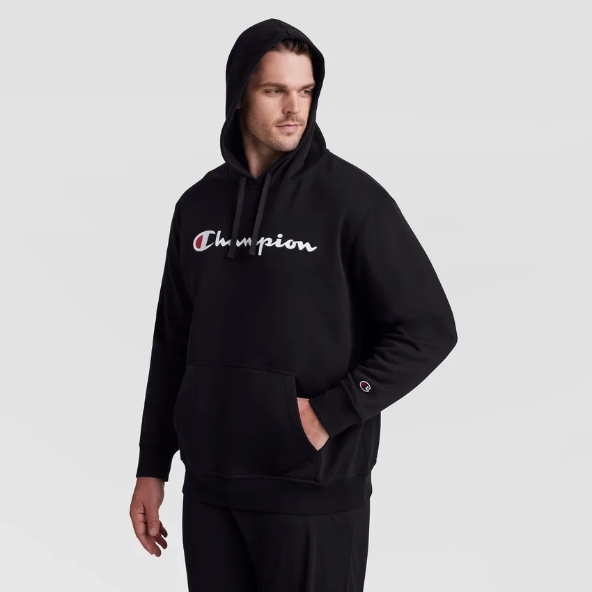 Sudadera con capucha Powerblend, Script Logo completo en letras — Tallas grandes y altas