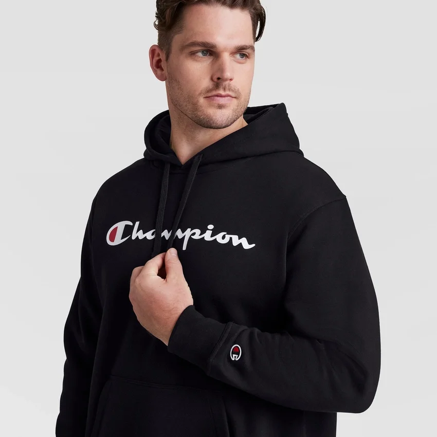 Sudadera con capucha Powerblend, Script Logo completo en letras — Tallas grandes y altas