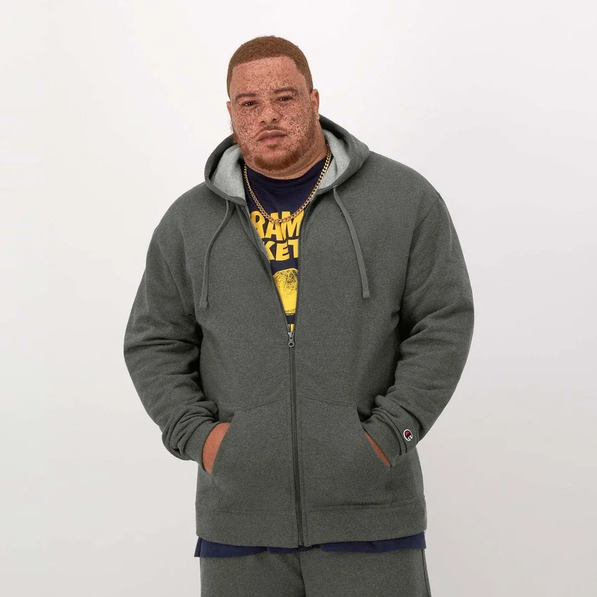 Sudadera con capucha y cremallera completa Powerblend, C Logo - Tallas grandes y altas