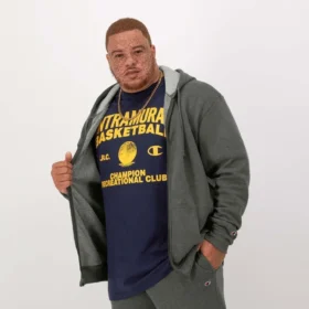 Sudadera con capucha y cremallera completa Powerblend, C Logo – Tallas grandes y altas